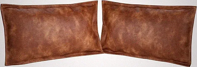 2 Pc Brown Leather Pillow Covers - PU Material Flexible Waterproof 12"x20"