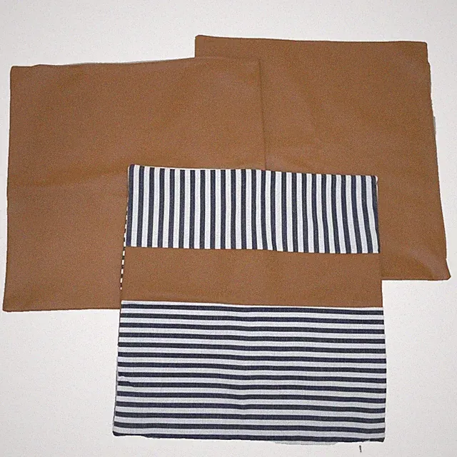 (3) NEW Pillow Covers Faux Leather Throw 18 x 18 in Cognac Brown Zipper Square