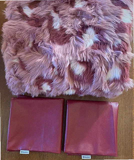 Animal Print Faux Fur Throw Blanket Pink Burgundy + 2 Faux leather Pillow Covers