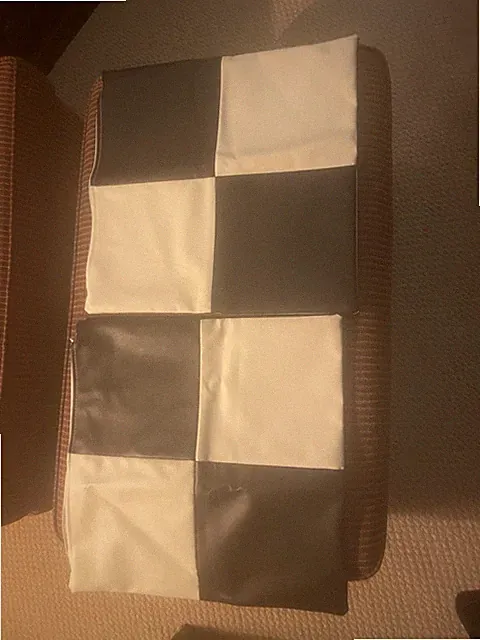 Black White Faux Leather Color Block Pillow Covers 18x18, Set of 2. Back Same