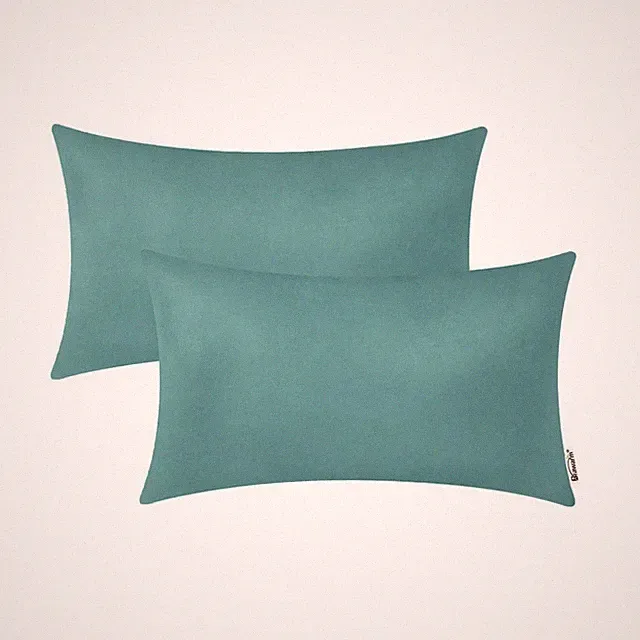 Brawarm Faux Leather Teal Pillowcases Set of 2 Zip Closure 12x20