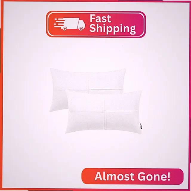 BRAWARM Faux Leather Throw Pillow Covers 12 X 20 Inches, White Leather Lumbar Pi