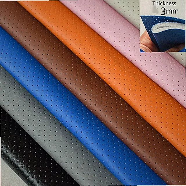 Car Upholstery Material Sew Pu Leather Fabric Perforated Sponge Quilted 50x138cm