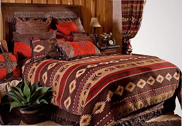 Cimarron Rustic Western King Bedding Set - 5-Piece Woven Chenille Comforter
