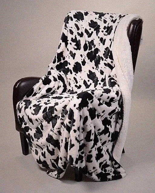 Cow Skin Faux Fur Sherpa Throw Blanket - 50"x70"