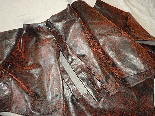 CROSCILL SANTA FE PLATEAU YOSEMITE FAUX LEATHER Rust Brown QUEEN BEDSKIRT 15”