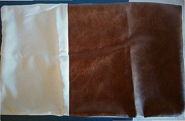Faux Leather Rectangle Pillowcase Brown White Zippered 11 1/2" x 19"