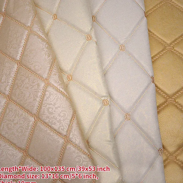 Faux Leather Vinyl Fabric Thick Quilted Foam Back Diamond Pattern for Upholstery