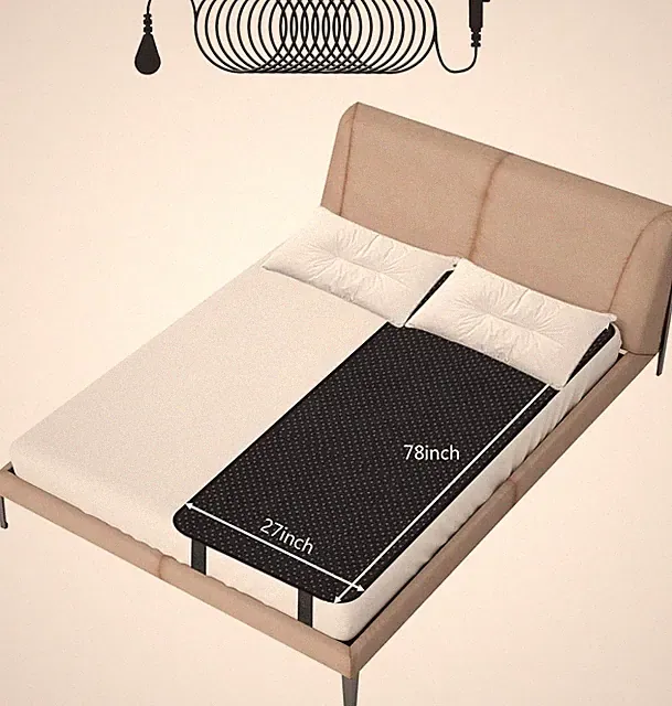 Grounding Mat for Bed, Grounding Bed Mat Earth Connected Mattress Pad with 15 Ft