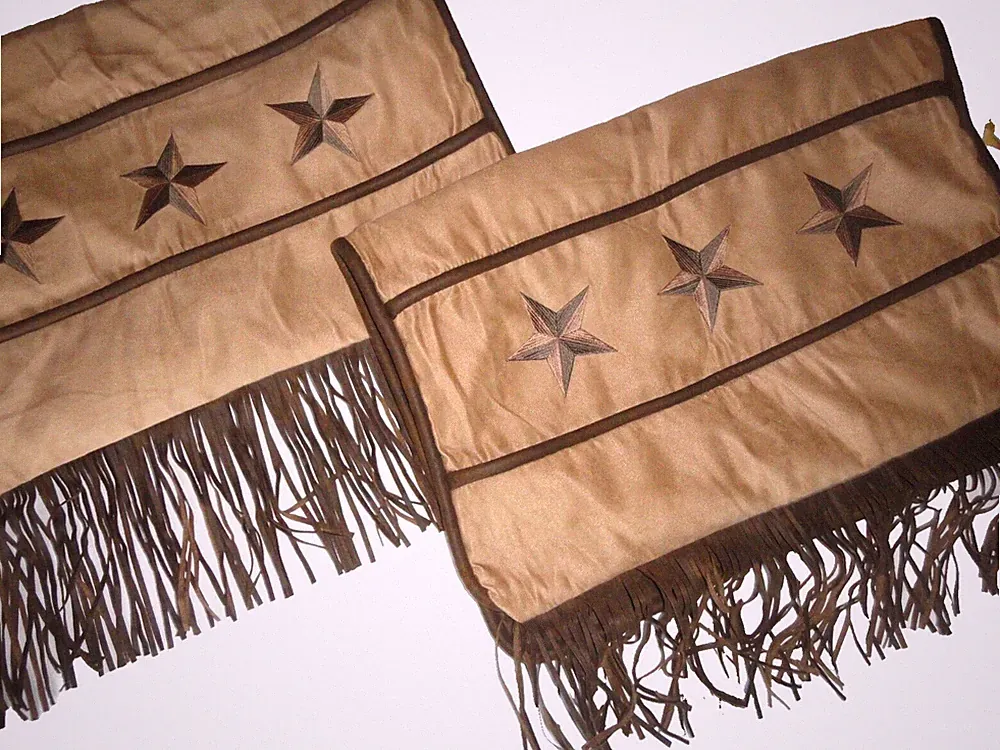 HI END PASEO ROAD FAUX SUEDE LEATHER STARS SOUTHWEST (2) STANDARD PILLOW SHAMS