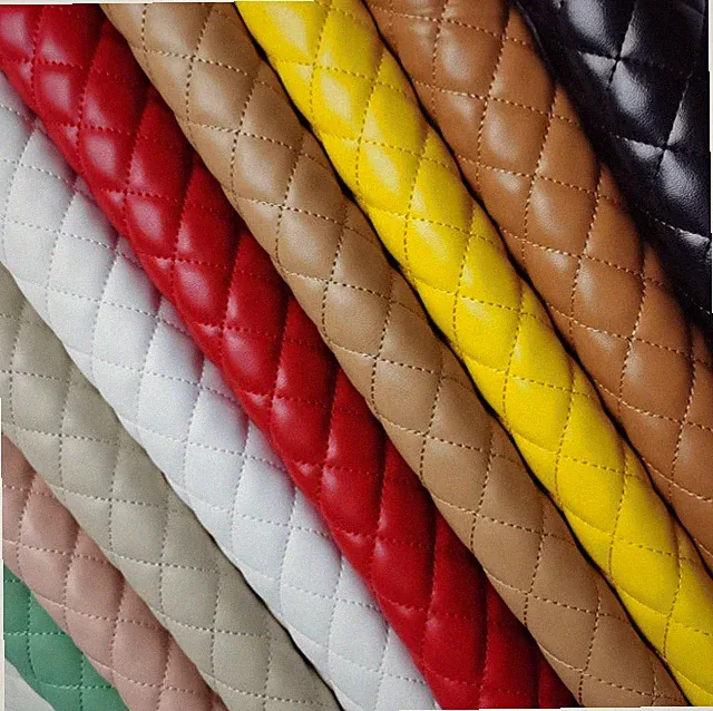 Luxury Quilted PU Leather Car Upholstery Fabric Diamond Argyle Sewing Material