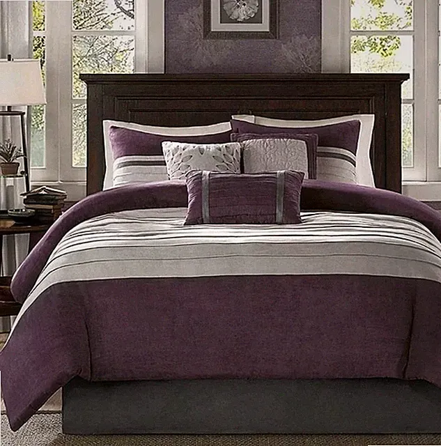 Madison Park Teagan 7 Piece Faux Suede Comforter Set Full Size Plum