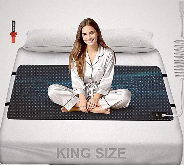 Mat for Bed, Carbon Fibre + PU Grounding Mattress for Improved Sleep and Pain Re