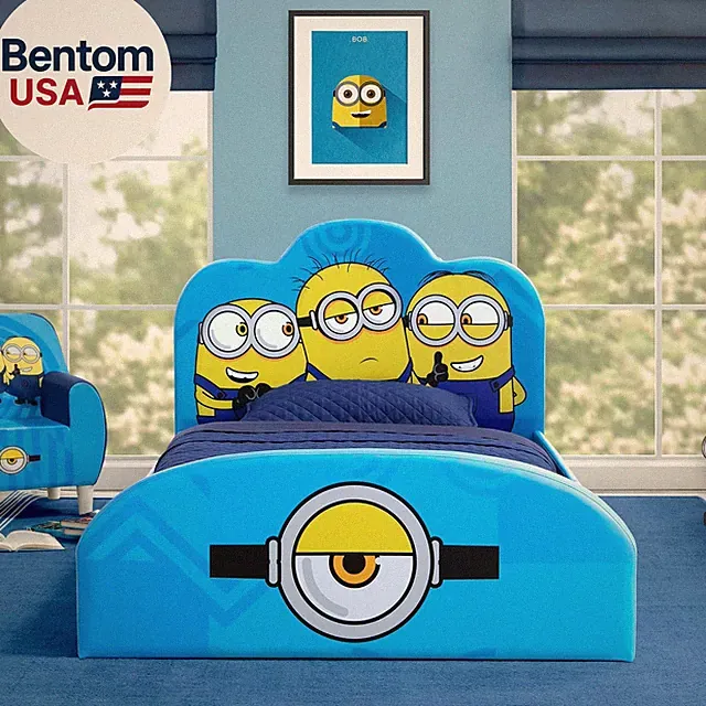 Minions Upholstered Twin Bed, Blue