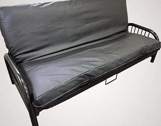 Queen Black Leather Vinyl Futon Mattress Covers, Bed Slipcovers 6 x 60 x 80