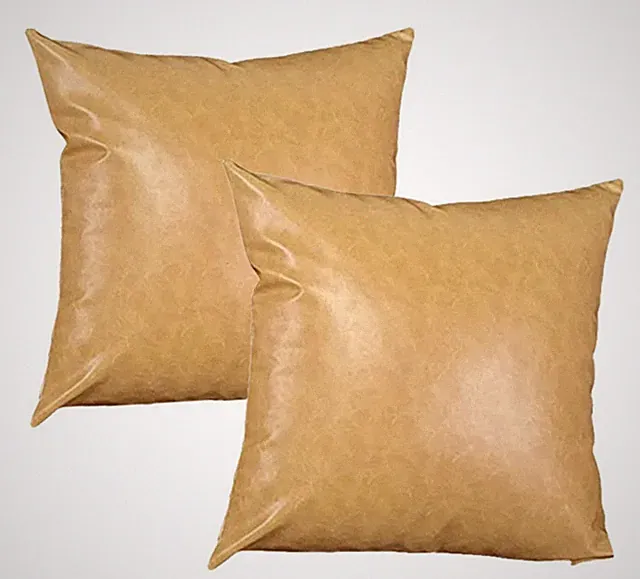Set of 2 Faux Leather Throw Pillow Covers 18"x18" Pillow Cases, Gold
