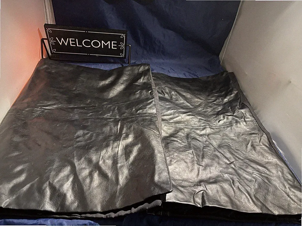 Set of 2 Melrose Home Collections Black Faux Leather Queen Pillow Shams 20x26