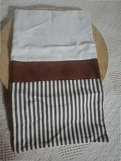 Standard Stripe Throw Pillow Sham Set of 2 Faux Leather Trim 19LX11W Home Decor