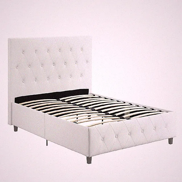 Upholstered Platform Bed Wood Frame Faux Leather Padded Mattress Foundation Full