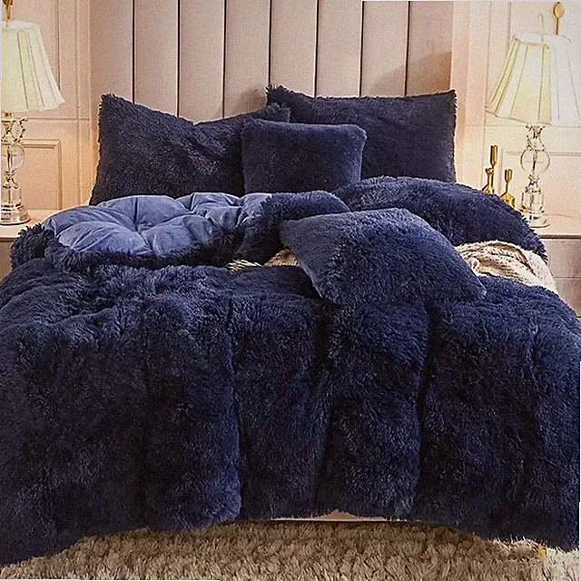 Warm Bedding Set Plush Duvet Cover Set Sheets Quilt Cover and Pillow Case King
