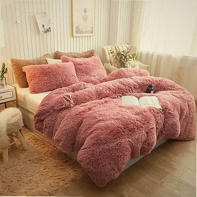 Warm Bedding Set Plush Duvet Cover Set Sheets Quilt Cover and Pillowcase Twin