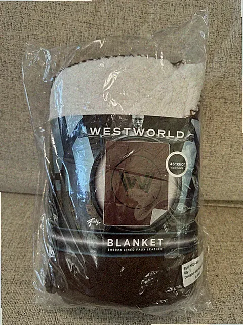 West World Blanket Sherpa Lined Faux Leather 45"x60" Brand New